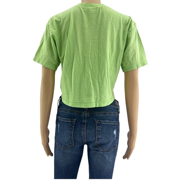 Truly Madly Deeply (S) Green Worn In Distressed Crop Top Tee Shirt - Picture 5 of 7